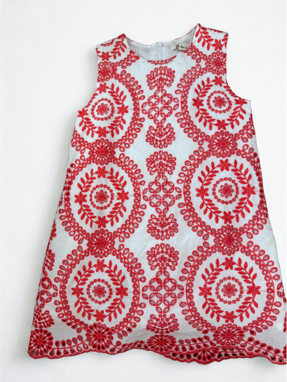 Doe a Dear Coral Poppy Embroidered Dress 5Y